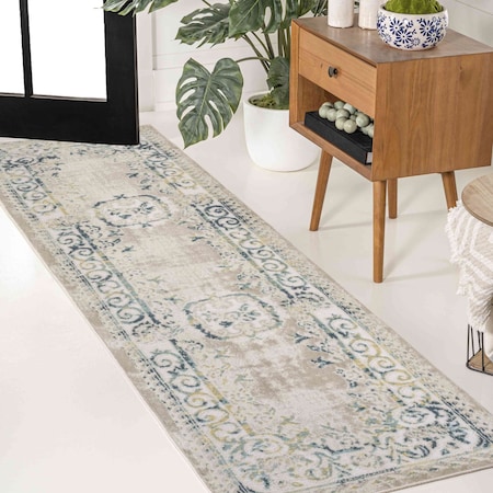 Jonathan Y Rosalia Cottage Medallion Navy/Beige 2 ft. x 8 ft. Runner Rug MDP401C-28