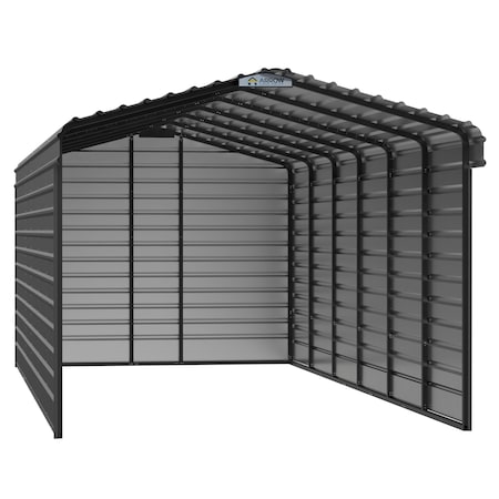 Arrow Storage Products 12 x 29 x 9 ft Charcoal Steel Carport with 3 Wall Kits CPHC122909ECL3