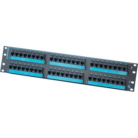 Ortronics 48-PORT PANEL 110-MOD 8W8P, CAT6 T568A/B HD LOADED, 2U, BLACK, CLARITY PHD66U48
