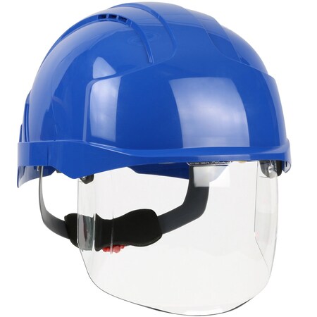 Jsp Type I, Vented Industrial Safety Helmet w/Lightweight ABS Shell, Integrated ANSI Z87.1 Faceshield, 6-P 280-EVSV-50B