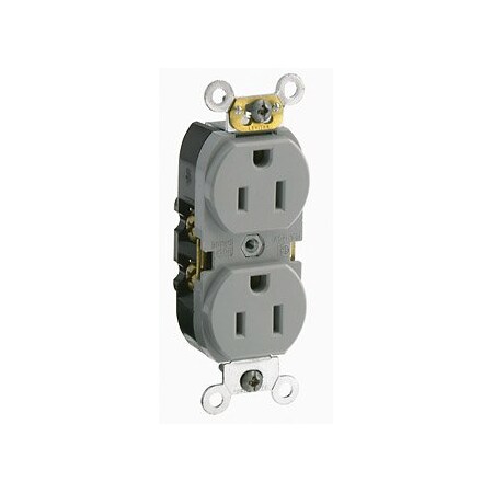 Leviton Commercial Grade Duplex Receptacle, 15 Amp, 125 Volt CR015-GY