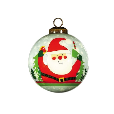 Homeroots Festive Glitter Santa Hand Painted Mouth Blown Glass Ornament 477463