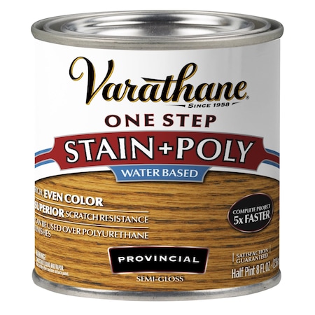 Varathane One Step Water-Based Wood Stain and Polyurethane, Cognac, 1/2 Pint 384366