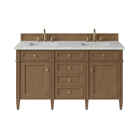 James Martin Vanities Brittany 60" Double Vanity, Pecan w/ 3 CM Ethereal Noctis Silestone Top 655-V60D-PCN-3ENC