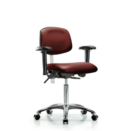 Blue Ridge Ergonomics Vinyl Clean Room Chair, Adjustable Arms BR-NCR-VMBCH-CR-T1-A1-NF-CC-8815