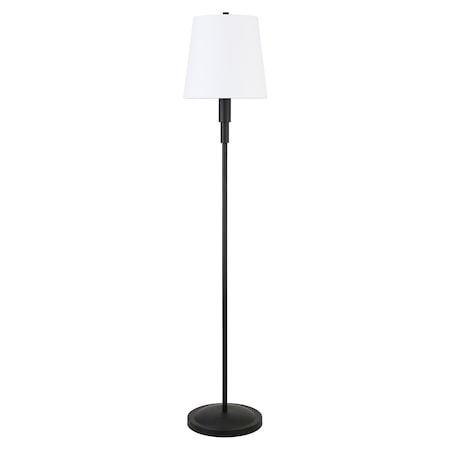 Homeroots 60" Black Floor Lamp With White Fabric Drum Shade 523365