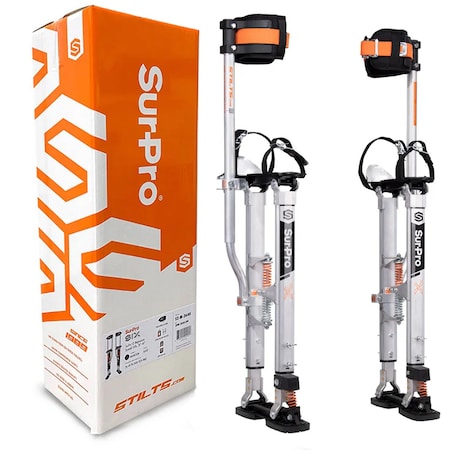 Surpro Single-Sided Drywall Stilts, Aluminum Base, 21 in - 31 in Height, QuadLock Contractor-Grade Stilts S1X-A-2131