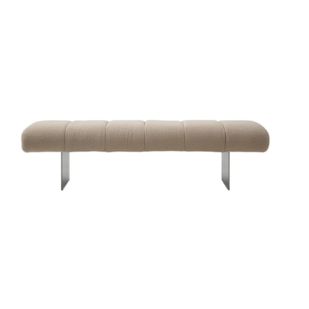 Homeroots 63in Beige and Nickel Boucle and Steel Upholstered Bench 714184