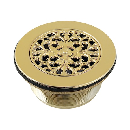 Kingston Brass 4-1/4" Brass Round Grid Shower Base Drain with Flange, Polished Brass BSFT4132
