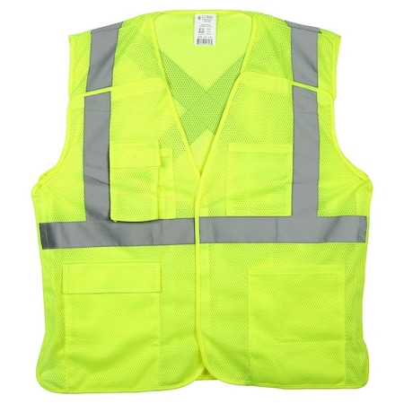 J. J. Keller & Associates 5-Point Breakaway Safety Vest, Hook & Loop, Type R Class 2, Lime, 4XL/5XL, SAFEGEAR 58040