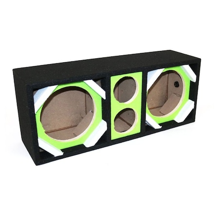Deejay Led Two 8-in Woofers plus Two Tweeters Green Empty Chuchera Speaker Enclosure D8T2GREEN