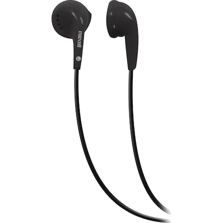Maxell Earphone - Stereo - Mini-phone (3.5mm) - Wired - Earbud - Binaural - Outer-ear - Black - 1 MAX190560