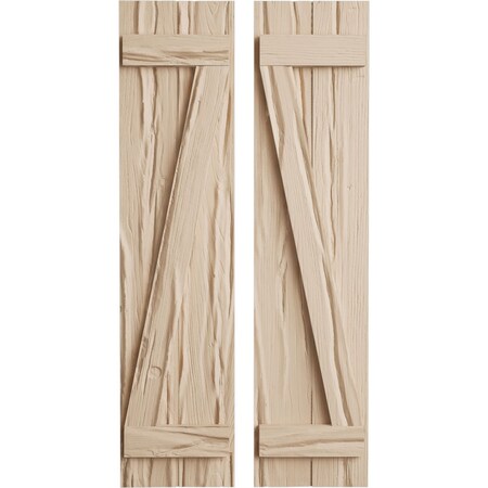 Ekena Millwork Rustic Two Board Joined Board-n-Batten Riverwood Faux Wood Shutters w/Z-Board, 11W x 52H, PR SHUBJZ11X52RWPR