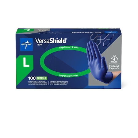 Medline VersaShield Textured Powder-Free Nitrile Exam Gloves, Size L, 100PK VS311LH