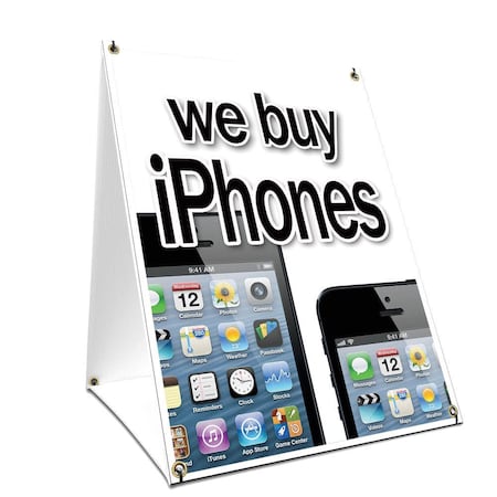 Signmission We Buy Iphones, 24 Inch x 18 Inch A-frame Yard Sign, Plastic Sign SBC-1824-We Buy Iphones