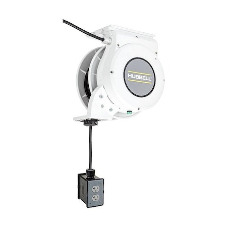 Hubbell Wiring Device-Kellems ExtensionCordReel, White, 25ft, 12AWG HBLM25123R220M1