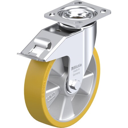 Blickle Swivel Plate Caster, PU, 8", Brake LEH-ALTH 200K-14-FI