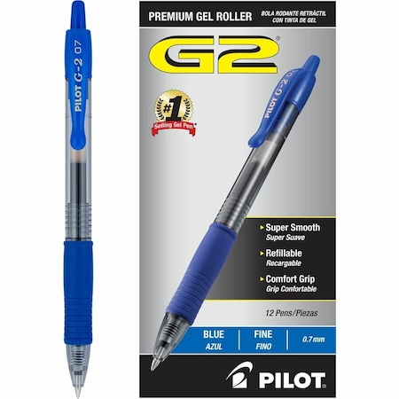 Pilot Pen, Gel, G2, Fine, Blue, PK12 31021