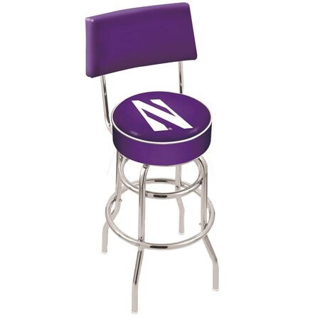 Holland Bar Stool Co 25" Chrome 2-Ring Northwestern Swivel Bar Stool, Back L7C425Nthwst