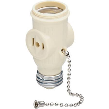 Legrand Lamp Holder/Outlet Adapter, 250 W, 2-Outlet, Ivory 1406ICC10