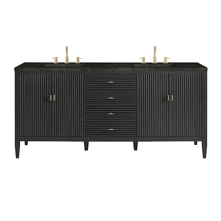 James Martin Vanities Myrrin 72" Vanity, Carbon Oak, w/ 3 CM Phantome Eclos Top 485-V72-CBO-3PHT