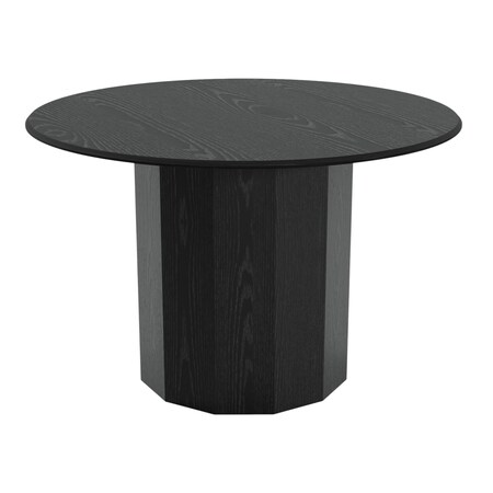 Homeroots 46" Black Solid Wood Pedestal Base Round Top Dining Table 721049