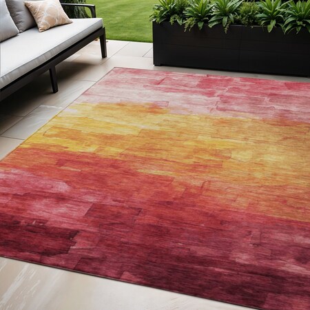 Homeroots 5' X 8' Blush And Pink Striped Washable Indoor Outdoor Area Rug 610872