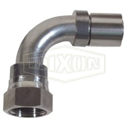 Dixon Smooth Bore Hose-to-Tube Fitting with Crimp Collar, Adapter, Dash 3 x 3/16 in, Hose x FJIC, 304 Stai FJS90-03-03