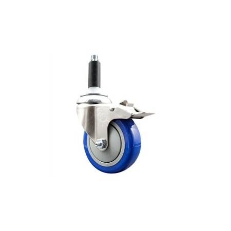 Service Caster 4 Inch 316SS Blue Poly Swivel 7/8 Inch Expanding Stem Caster Lock Brake SCC SCC-SS316TTLEX20S414-PPUB-BLUE-78