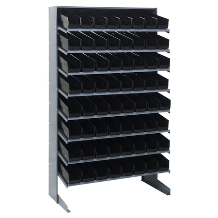 Quantum Storage Systems SINGLE SIDED PICK RACK W/64 BLACK BINS QPRS-103BK
