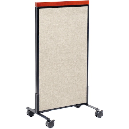 Global Industrial Interion Mobile Deluxe Office Partition Panel, 24-1/4"W x 46-1/2"H, Tan 694964MTN