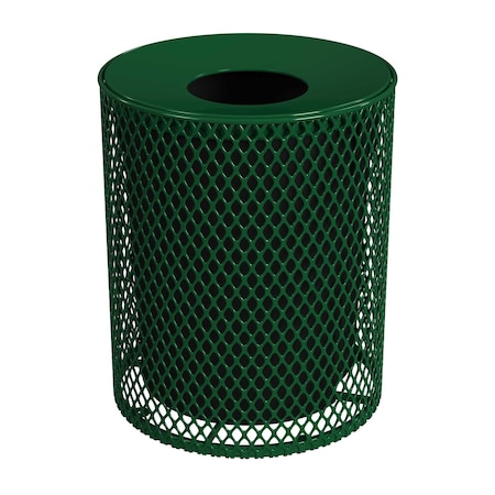 Leisure Craft 32 Gallon Receptacle with Lid and Liner, Expanded Metal, Portable, Black Green 32EXPLNSML-BLACK GREEN