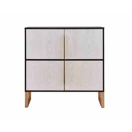 Homeroots 42in Black and Gold Wood Accent Cabinet 691665
