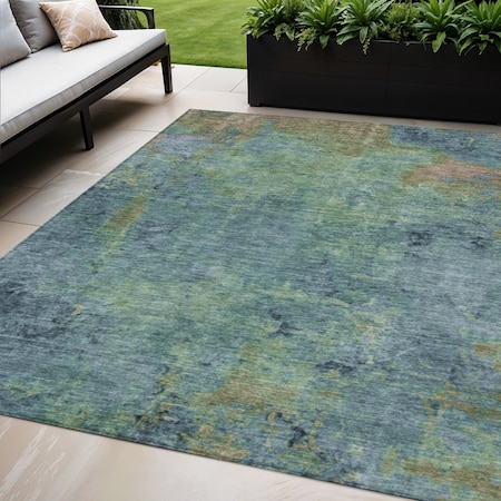 Homeroots 5' X 8' Blue Abstract Washable Indoor Outdoor Area Rug 608766
