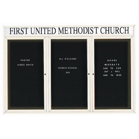 Aarco Illuminated Enclosed Letter Board Directory w/ Powder Coated White Al Frame and Header, 48''Hx72''W ADC4872-3HIW
