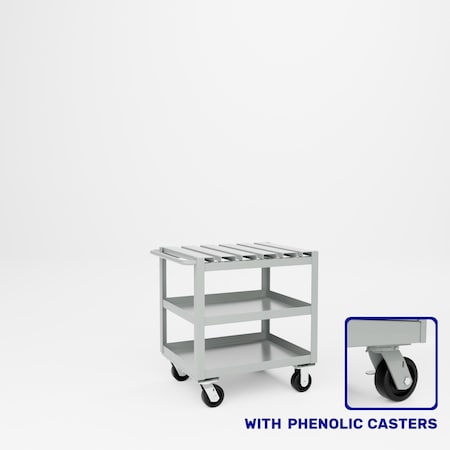 Pucel Heavy Duty Slat Top Cart, 30 in W x 24 in D x 33.5 in H, Gray S-30-DT-3-P