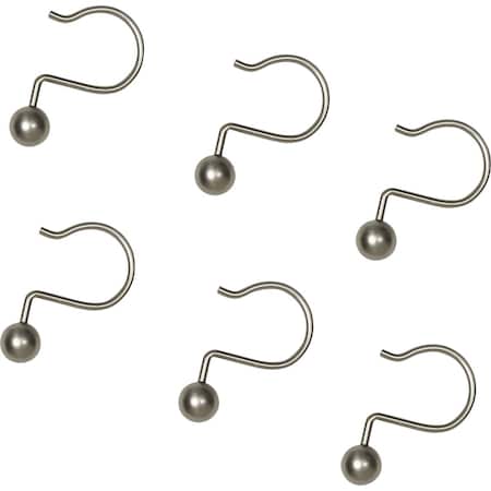 Zenna Home Brushed Nicklel Aluminum Shower Shower Curtian Ball Hook, 12-Count BH04ALBNL