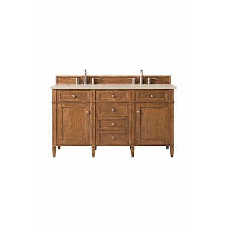 James Martin Vanities Brittany 60" Double Vanity, Saddle Brown, w/ 3 CM Siberian Silestone Top 650-V60D-SBR-3SFR