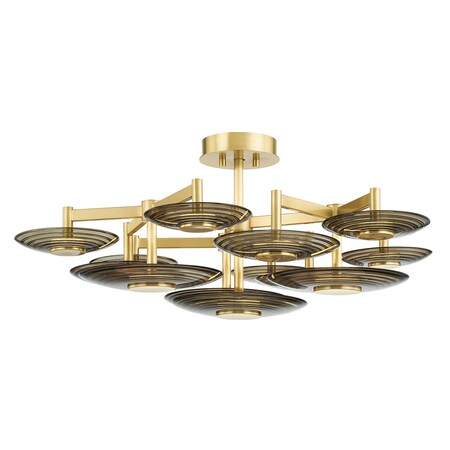 Hudson Valley Lighting Pembrooke & Ives X Griston 9 Light Semi Flush 44 In. Aged Brass PI1892609-AGB