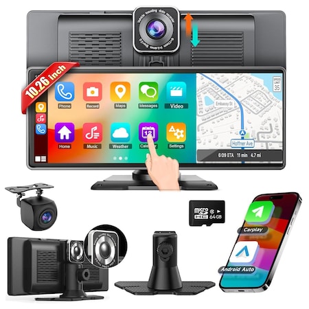 Wrightmaster 10.26 in HD Touch Screen Car Stereo, with CarPlay, Android Auto, FM radio, Voice Control ZR-Cp10.26-ss