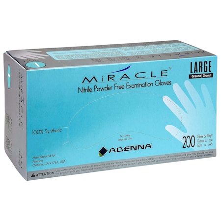 Safety Zone Nitrile Powder Free 4 mil Exam Gloves - Blue, Lrg - Case of 2000 MIR166