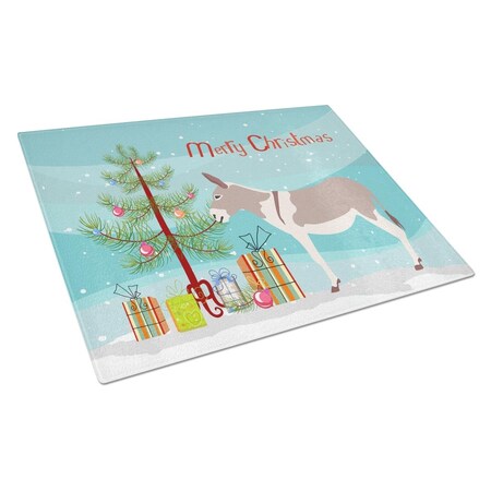 Carolines Treasures Australian Teamster Donkey Christmas Glass Cutting Board - Large BB9213LCB