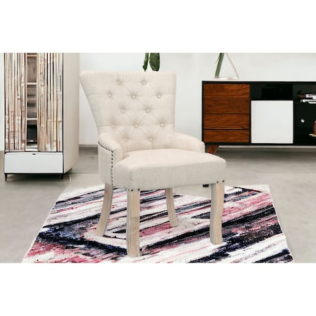 Homeroots 24" Beige Fabric Tufted Arm Chair 552136