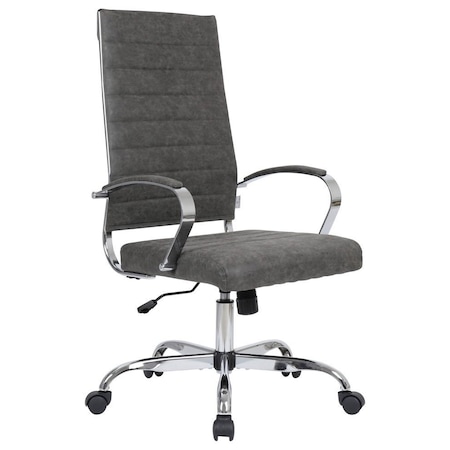 Leisuremod Benmar High-Back Leather Office Chair, Charcoal, Charcoal BOT19CHL