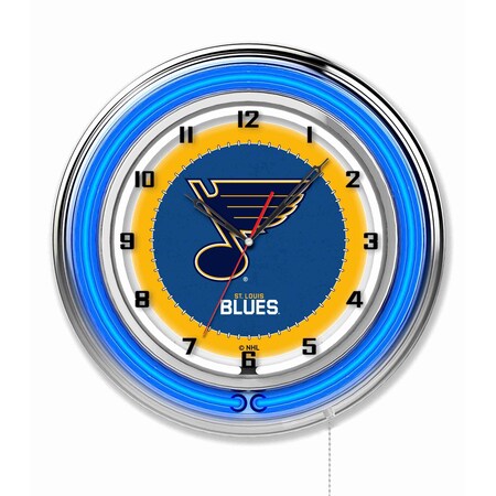 Holland Bar Stool Co St Louis Blues Double Neon 19" Clock, NHL Clk19STLBlu