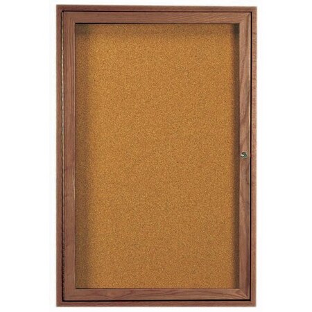 Aarco Enclosed Bulletin Board Red Oak Frame Walnut Stained, 24''Hx18''W WBC2418R