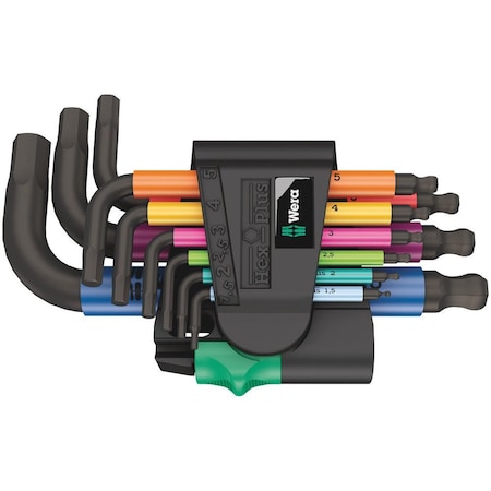 Wera 950/9 Hex-Plus Multicolour 2 L-key set, metric, BlackLaser, 9 pieces 5133164001