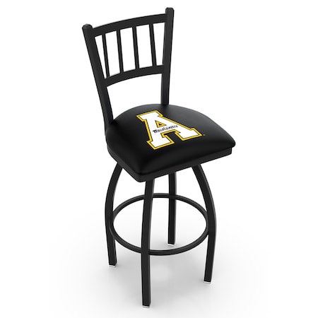 Holland Bar Stool Co 36" Blk Wrinkle Appalachian State Swivel Bar Stool, Jailhouse Back L01836AppStU