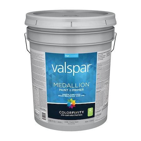 Valspar 5 Gal Paint 1408 Pastel Base Medallion 100% Acrylic Interior Latex Paint & Primer, Flat 1408