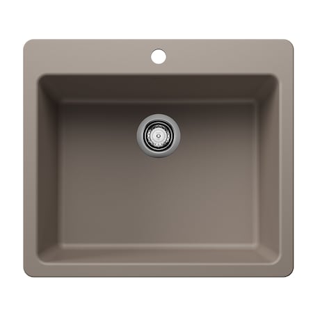 Blanco Liven SILGRANIT 25in Single Bowl Dual Mount Kitchen Sink - Truffle 443222